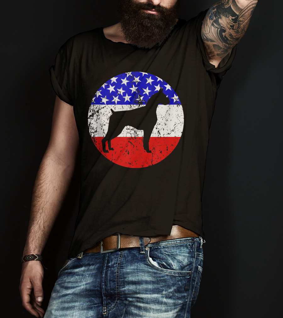 American Flag Vintage Boxer Dog T-Shirt