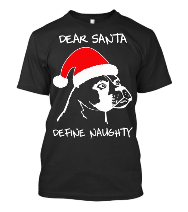 Dear Santa Define Naughty Boxer Funny Ugly Xmas Dog Lovers T-Shirt