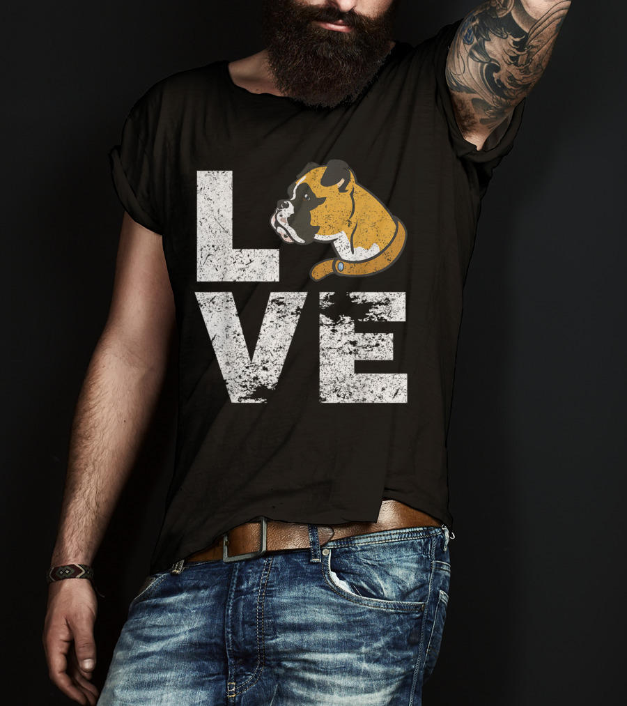 LOVE Boxer Dog Head Funny Dog Lovers T-Shirt