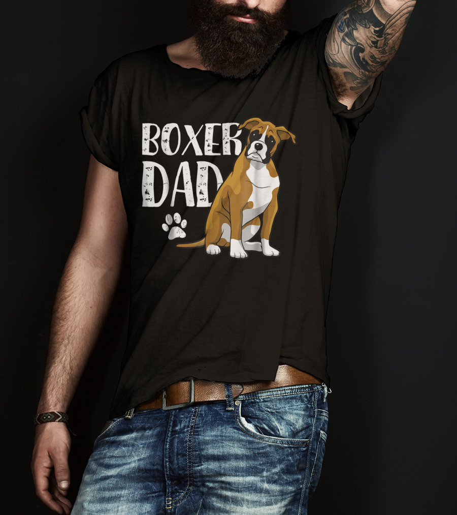 Boxer Dad Dog Paw T-Shirt