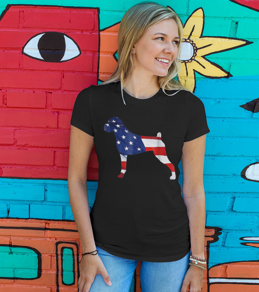 American Flag Boxer Dog Novelty T-Shirt