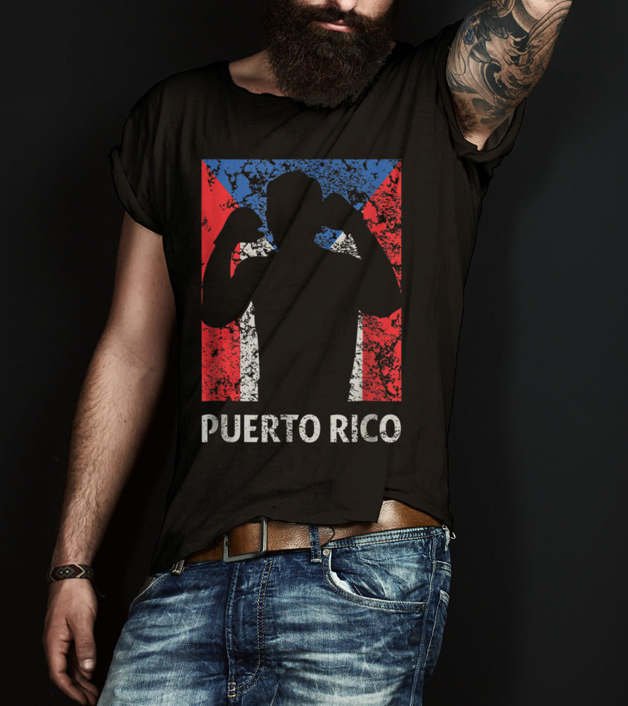 Puerto Rico Flag Boxer Silhouette Pride T-Shirt