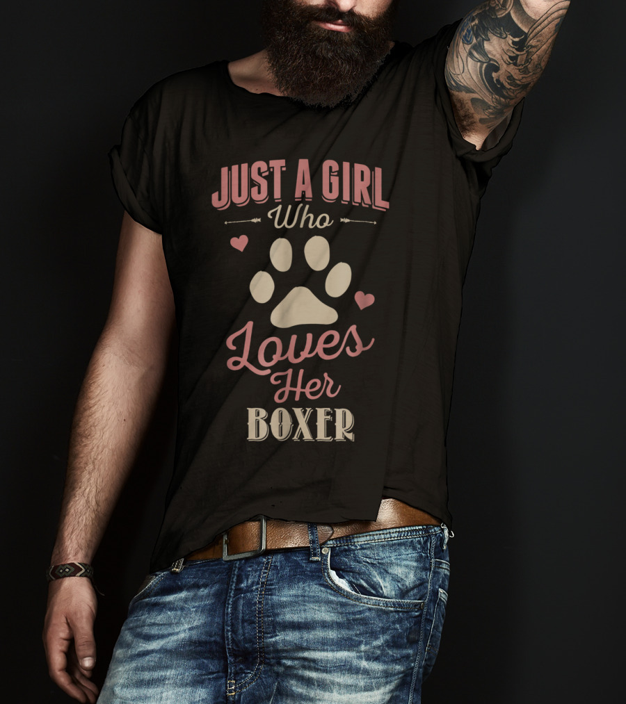 Just A Girl Who Loves Her Boxer Paw Heart T-Shirt