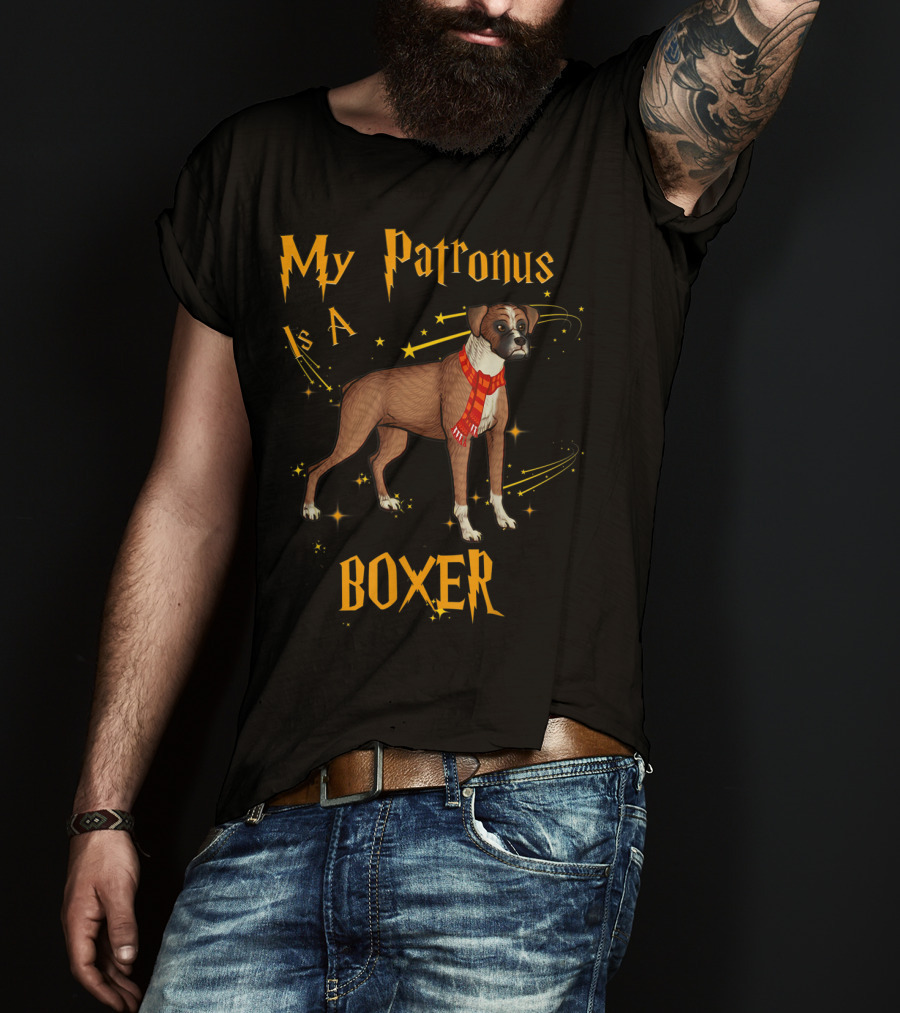 My Patronus Is A Boxer Dog Magic Energy Stars Scarf T-Shirt