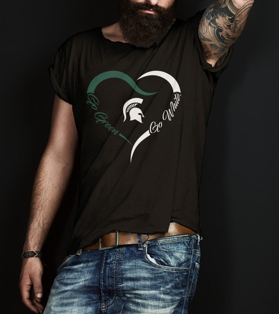 Michigan State Spartans Go Green Go White Heart T-Shirt