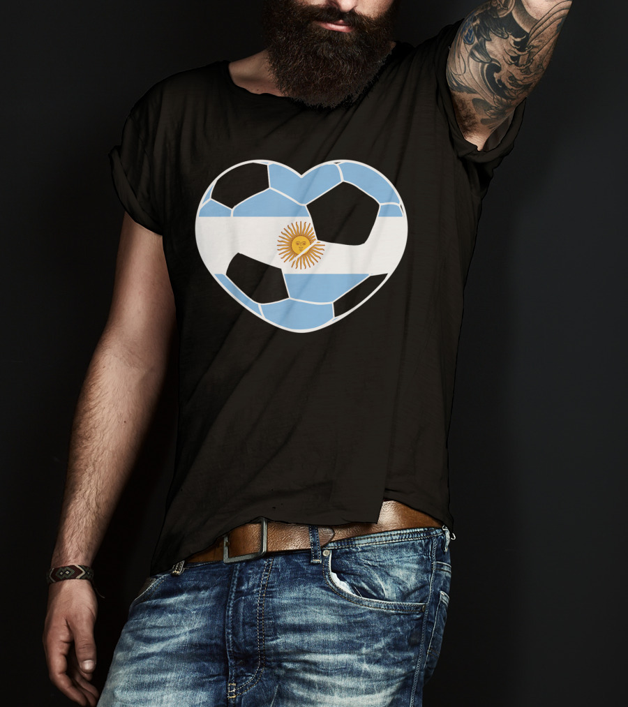 Argentina Soccer Ball Heart Flag Emblem Argentina T-Shirt