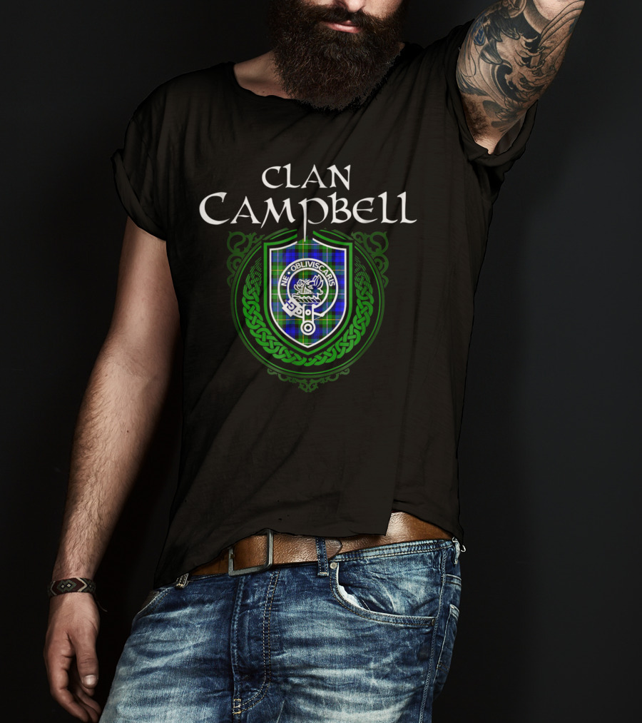 Clan Campbell Scottish Tartan Crest Badge Ne Obliviscaris T-Shirt