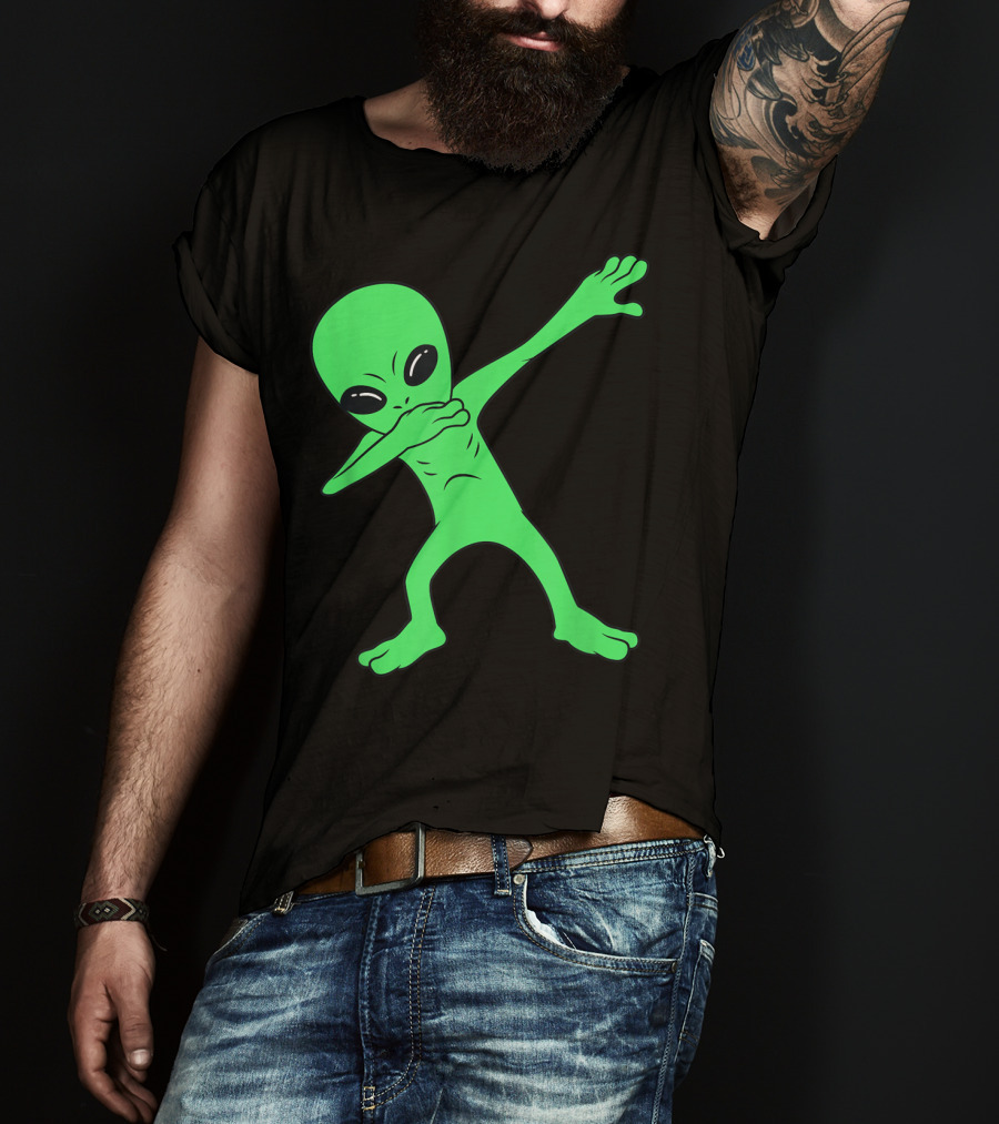 Dabbing Green Alien Halloween Funny Dab Dance T-Shirt