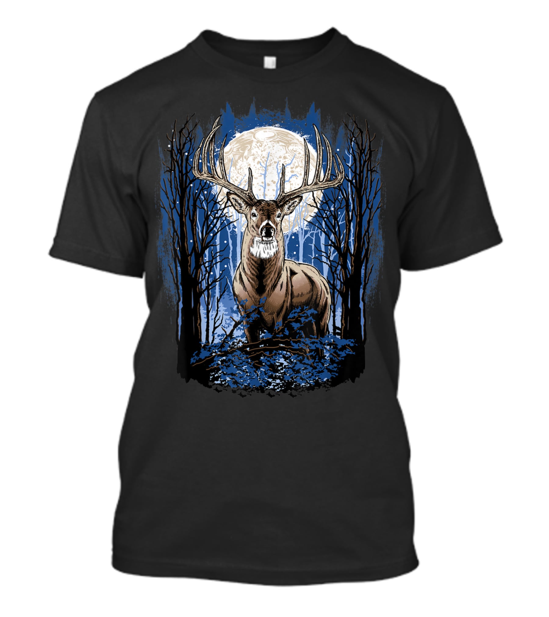 Big Whitetail Buck With Full Moon In Forest Deer For Hunters T-Shirt