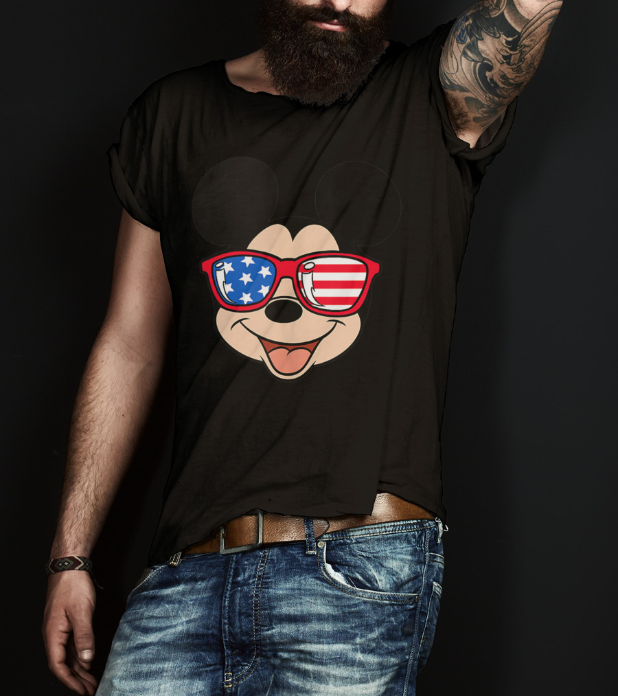 Disney Mickey Mouse American Flag Sunglasses T-Shirt
