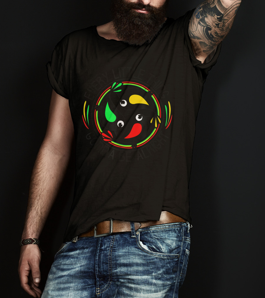 Every Little Thing Gonna Be Alright Birds With Red Yellow Green Accents T-Shirt
