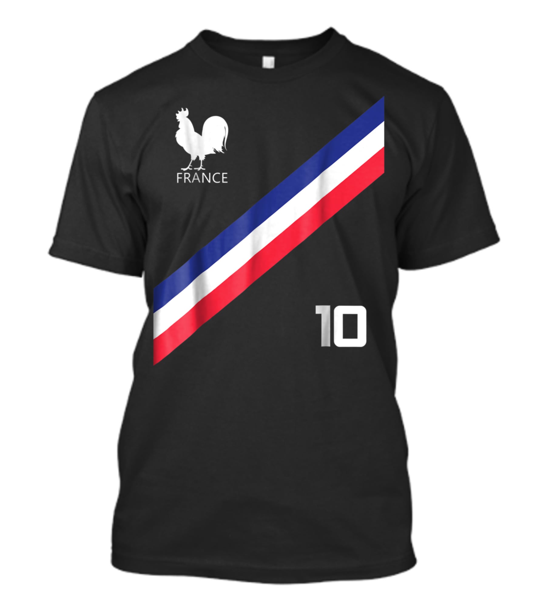 France Jersey Soccer French Football Rooster Stripe Number 10 T-Shirt