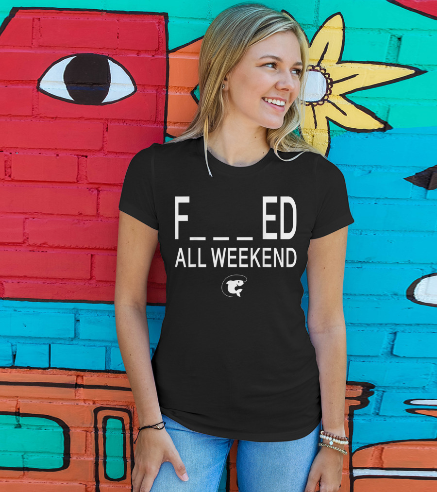 Fished All Weekend Funny Fishing Tee Cod Fish Image T-Shirt