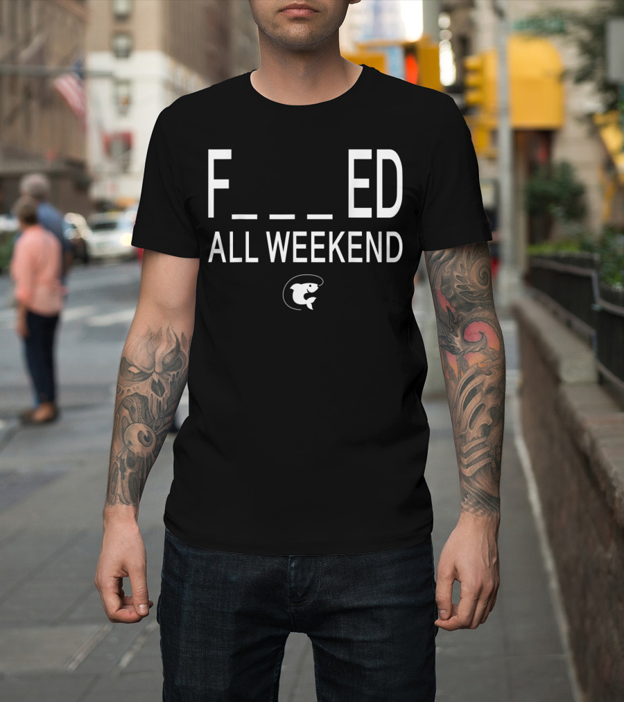 Fished All Weekend Funny Fishing Tee Cod Fish Image T-Shirt