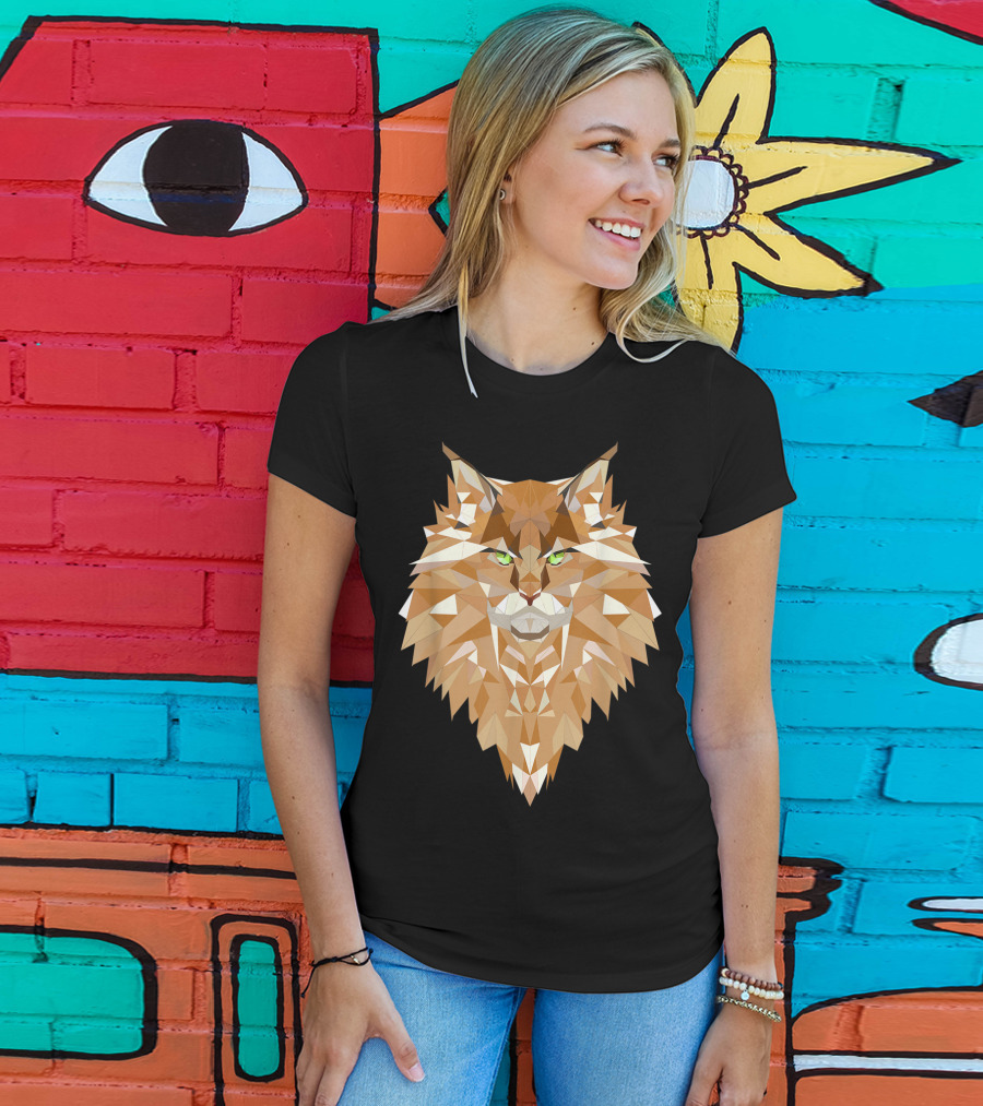 Maine Coon Cat Geometric T-Shirt