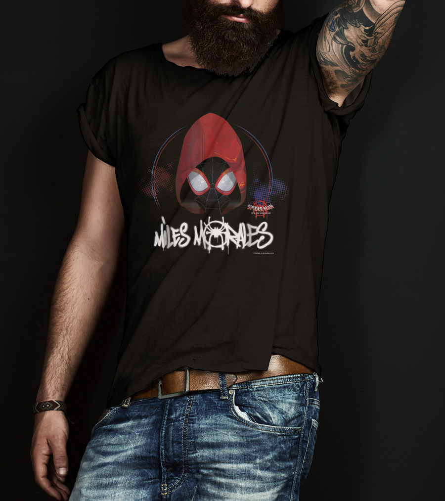 Marvel Spider Man Spiderverse Miles Morales Red Hood T-Shirt