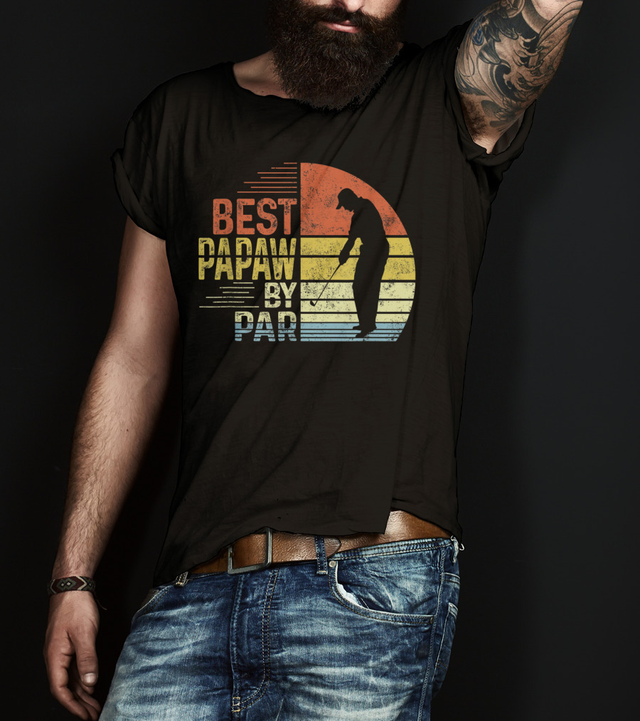 Best Papaw By Par Father's Day Golf Silhouette Vintage T-Shirt