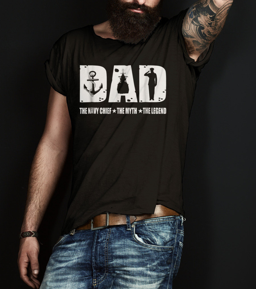 Mens Veteran Dad The Navy Chief The Myth The Legend T-Shirt