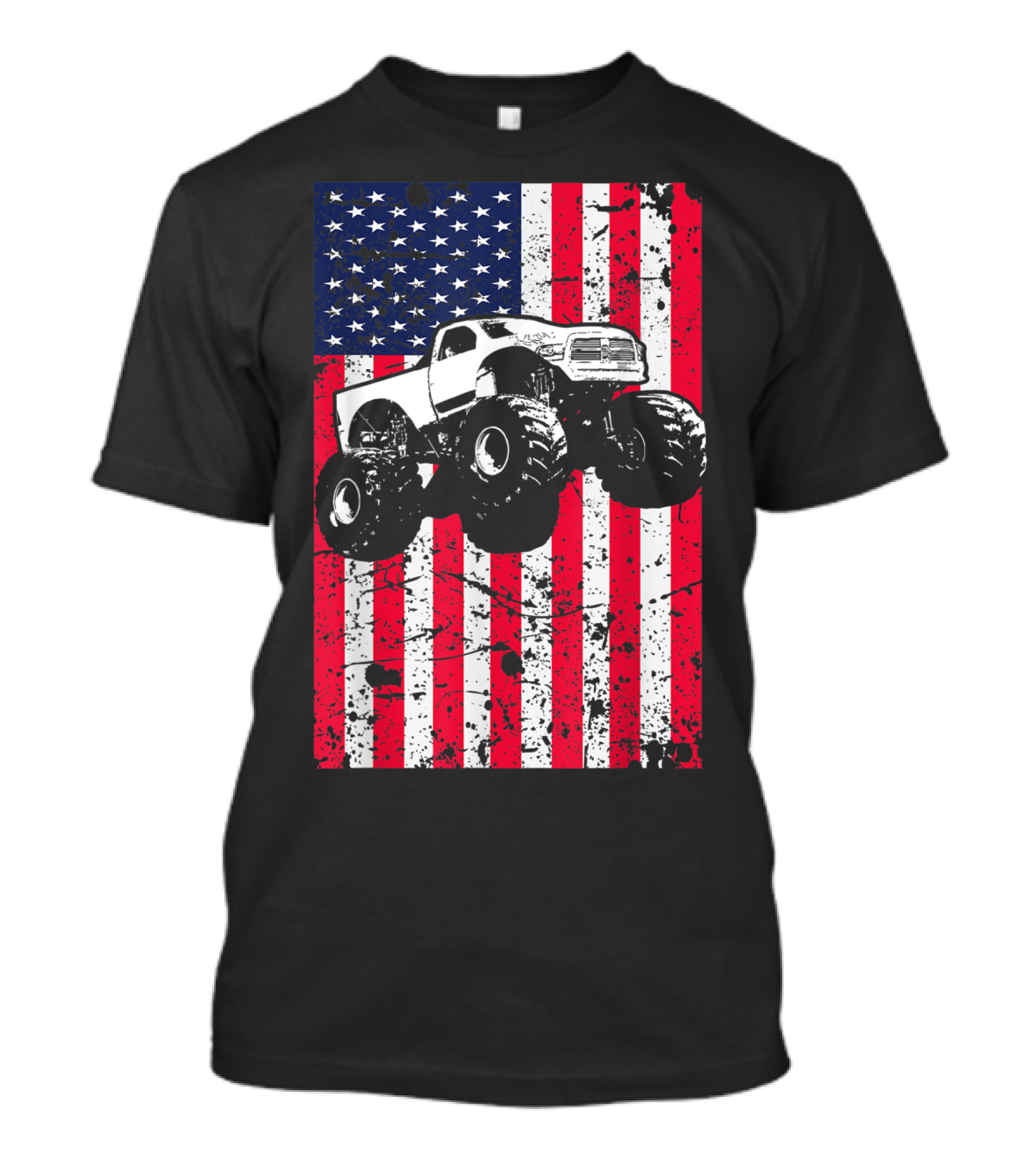 Monster Truck American Flag USA Patriotic Racing T-Shirt