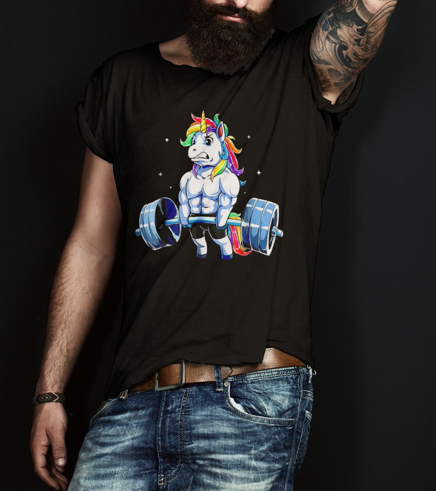 Muscle Unicorn Rainbow Powerlifting T-Shirt