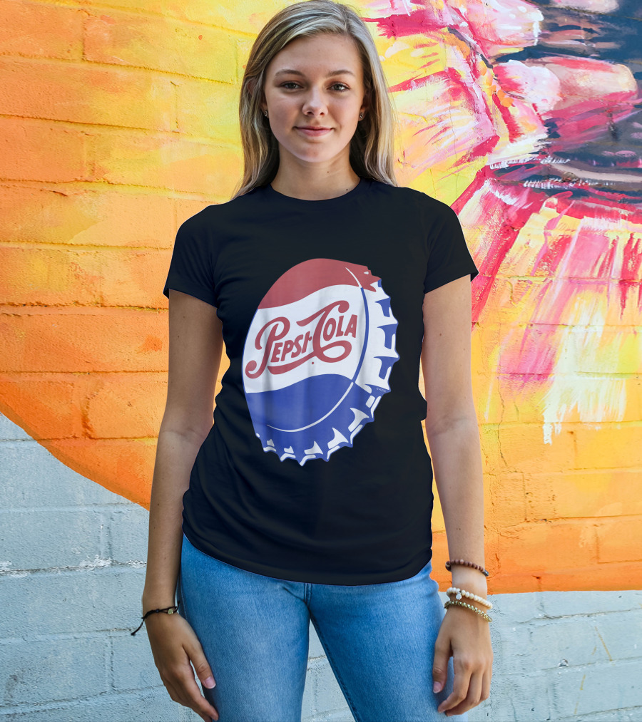 Pepsi Cola Vintage Bottle Cap Logo Soft Drinks Retro Branding T-Shirt
