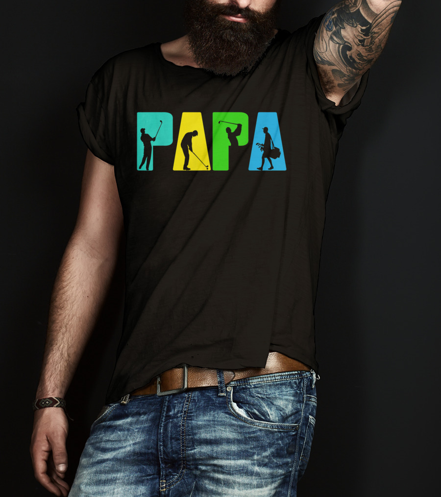 Papa Retro Golf Silhouettes Father's Day T-Shirt