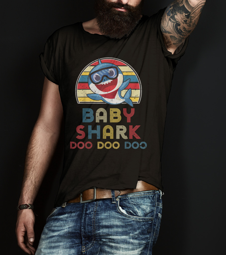 Retro Vintage Baby Shark Doo Doo Doo Stripes Boy T-Shirt