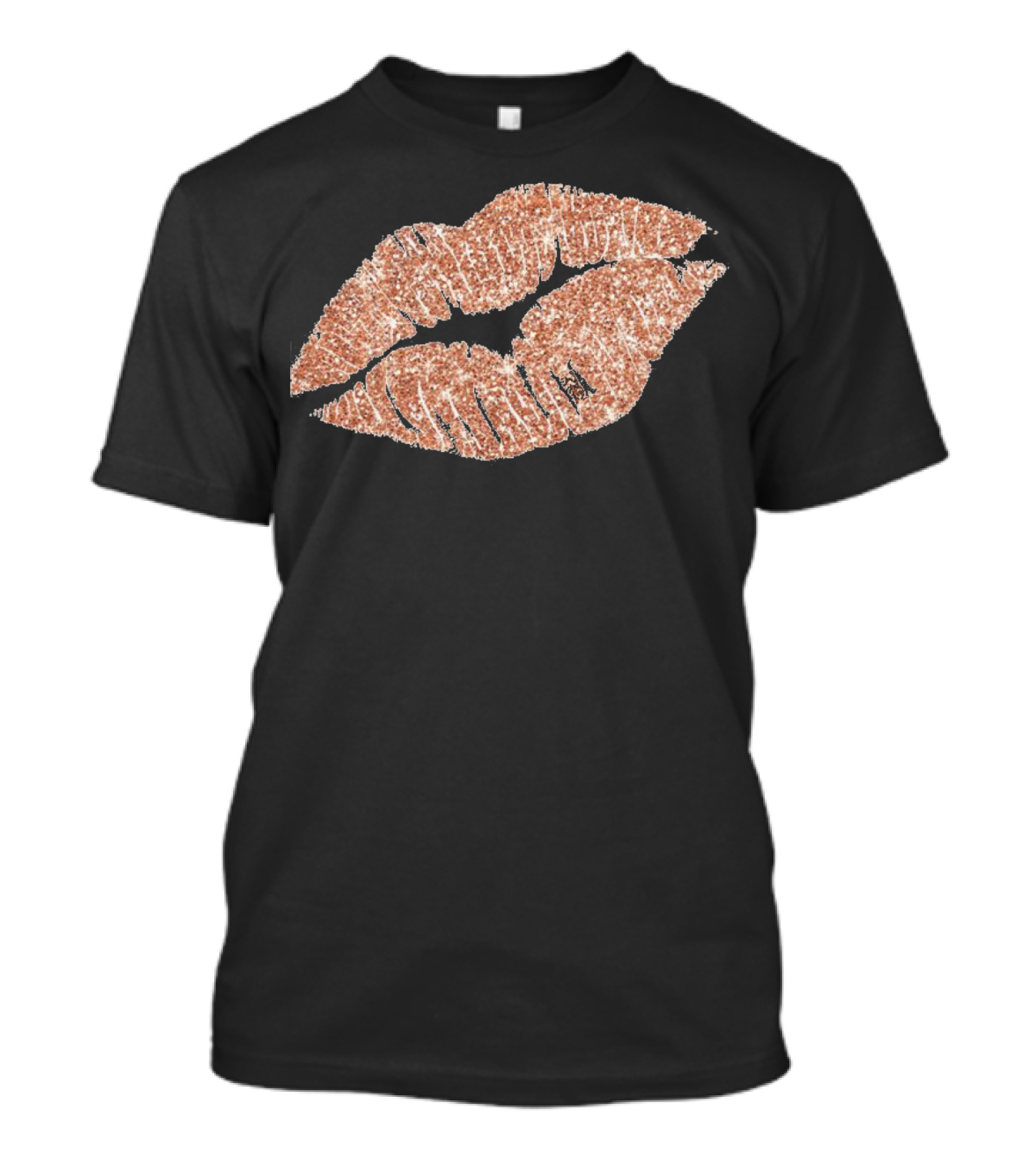 Rose Gold Glitter Lipstick Kiss T-Shirt