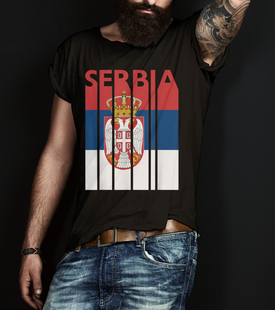 Serbia Vintage Flag Serbian Coat Of Arms T-Shirt