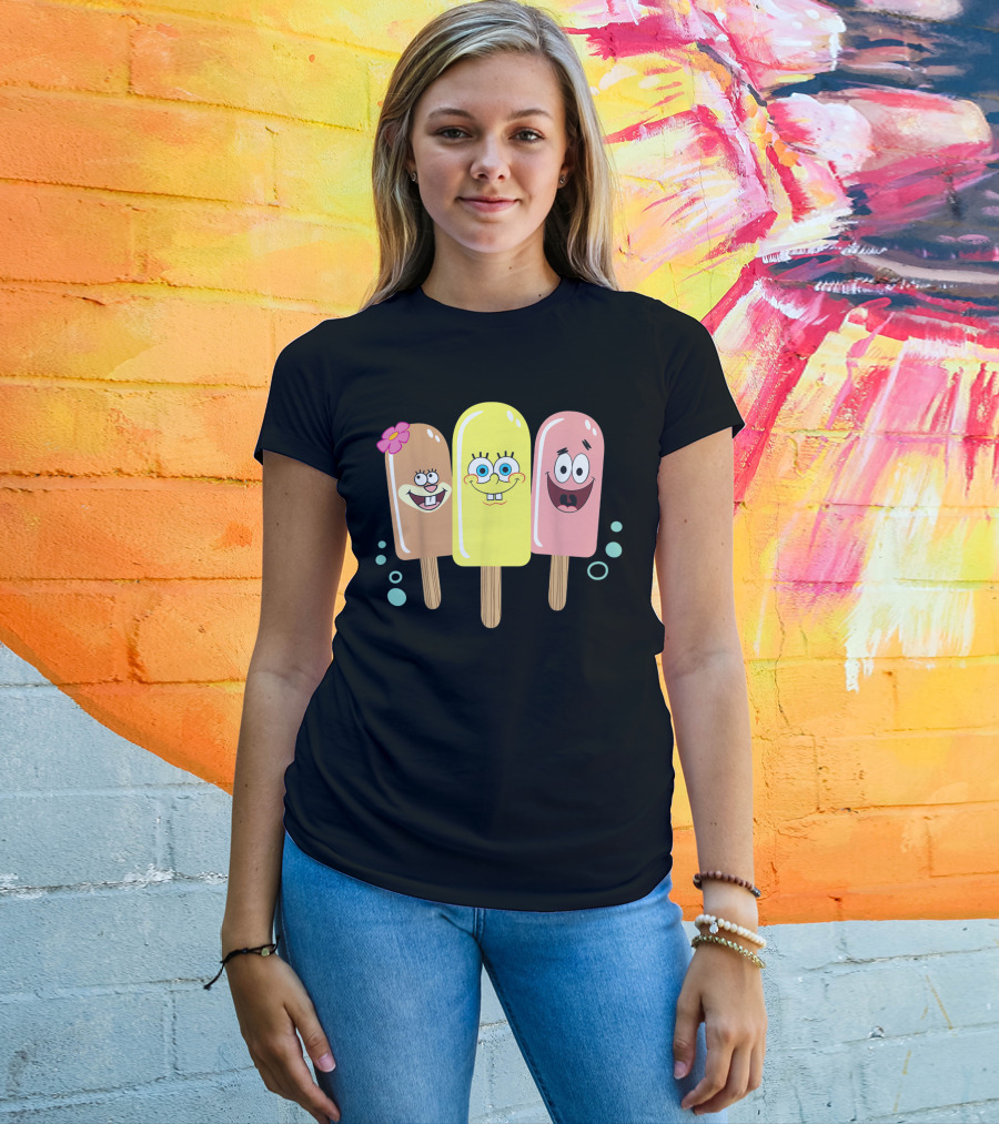 Spongebob Squarepants Sandy Patrick Popsicle Ice Cream Friends T-Shirt