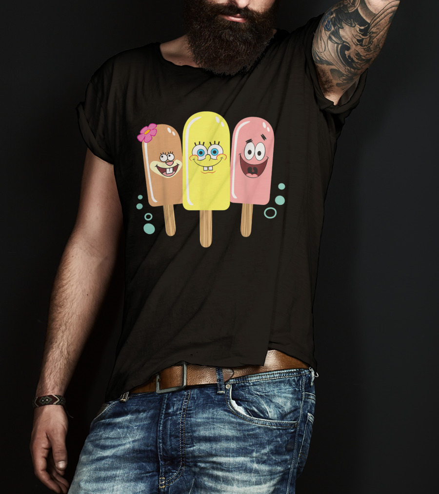 Spongebob Squarepants Sandy Patrick Popsicle Ice Cream Friends T-Shirt