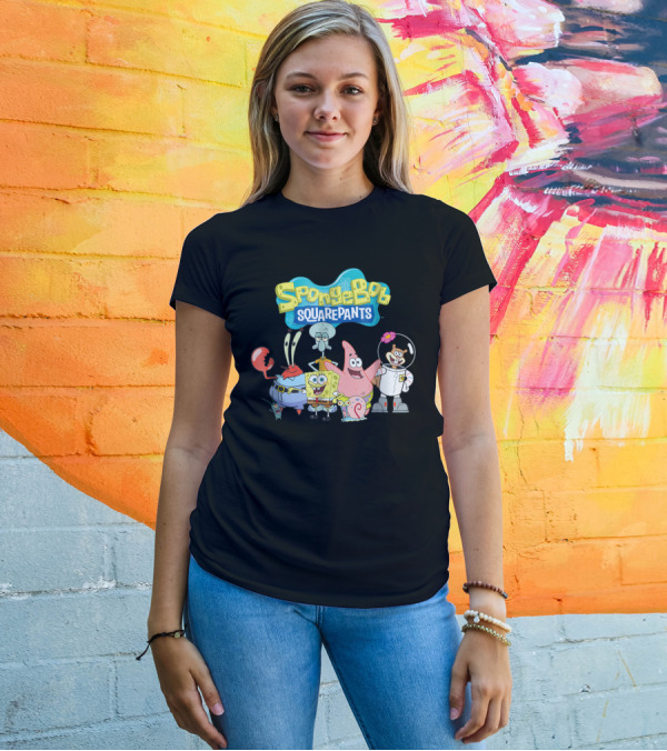 SpongeBob SquarePants Characters Group Featuring Mr. Krabs, Squidward, Patrick, Sandy, And Gary T-Shirt