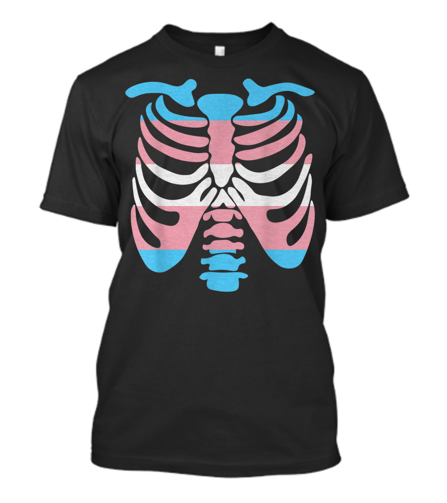 Transgender Flag Rib Cage Skeleton T-Shirt