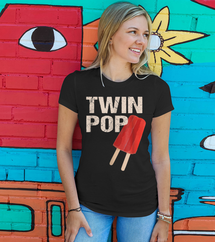 TWIN POP For Grandpa Twins Dad Ice Cream Popsicle T-Shirt
