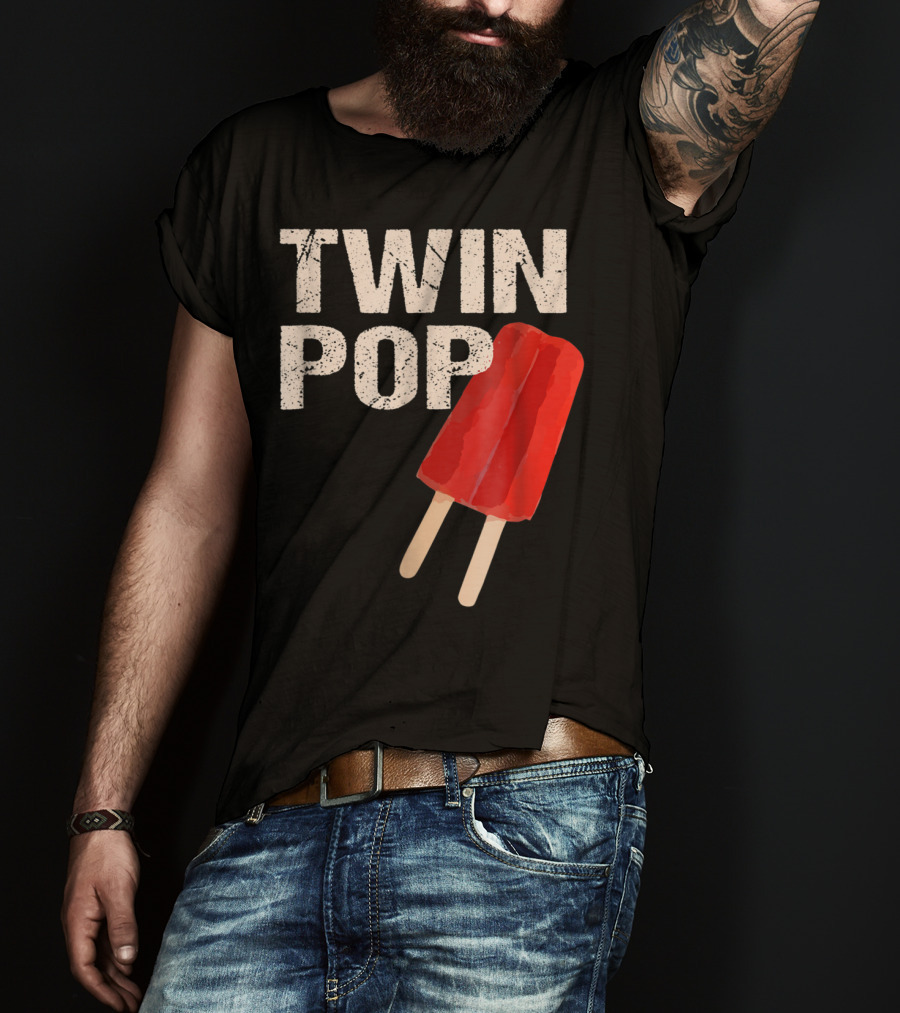 TWIN POP For Grandpa Twins Dad Ice Cream Popsicle T-Shirt