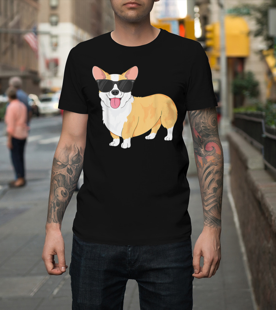 Vintage Cool Corgi Kids Dog Sunglasses Iconic T-Shirt