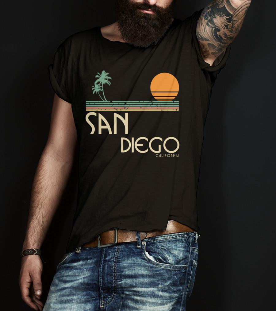 San Diego California Vintage Sunset Palm Trees T-Shirt