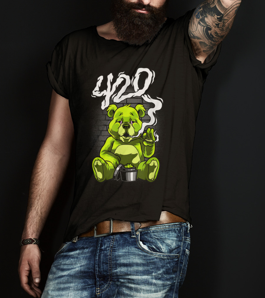 Cannabis Weed Bear Stoned Teddy 420 Joint T-Shirt