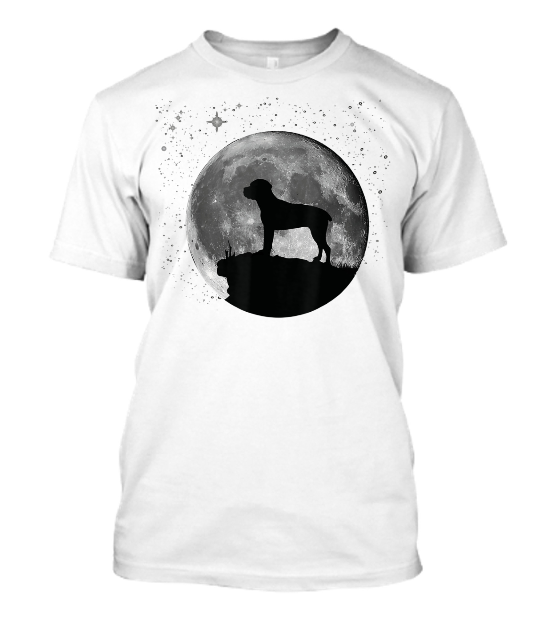Cane Corso Silhouette Against Full Moon And Starry Sky T-Shirt