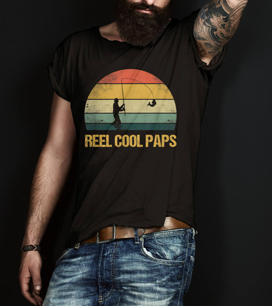 Reel Cool Paps Funny Fishing Retro Father's Day T-Shirt