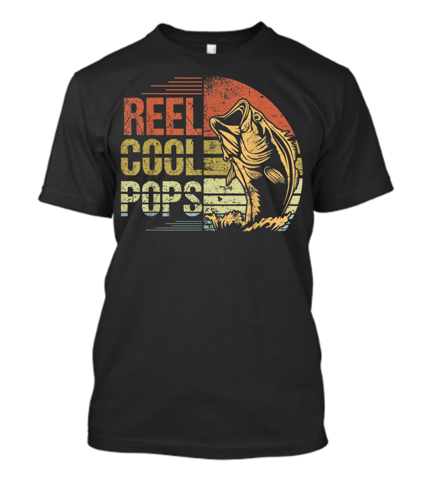 Reel Cool Pops Fishing Sunset With Jumping Fish T-Shirt
