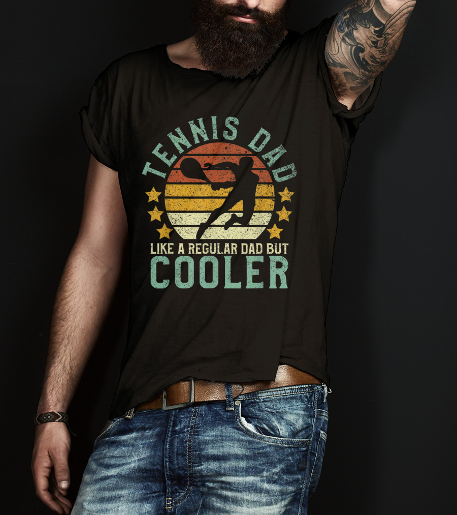 Tennis Dad Like A Regular Dad But Cooler Retro Sunset T-Shirt