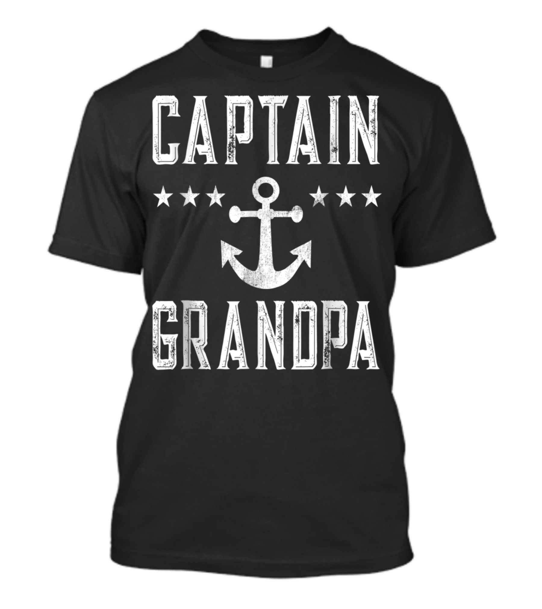 Captain Grandpa Anchor Stars Vintage Mens Boating T-Shirt