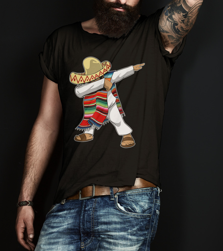 Mexican Poncho Dabbing Sombrero Cinco De Mayo T-Shirt