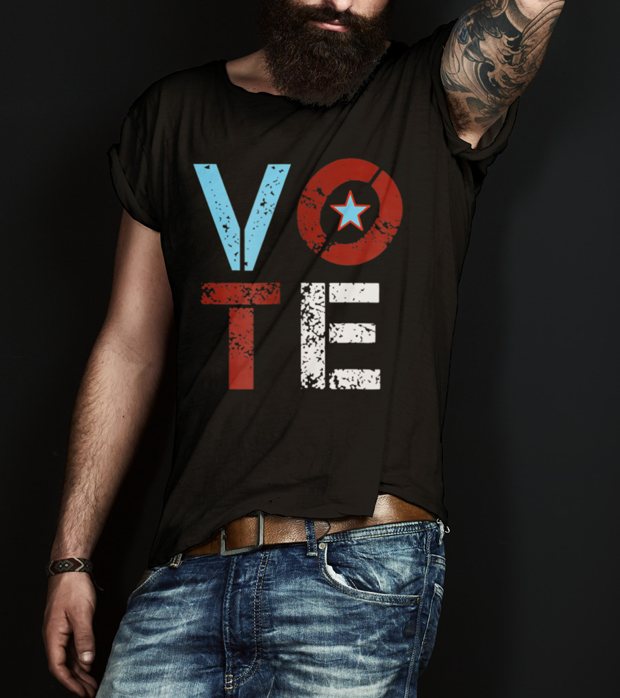 Vote With Retro Star In Circle T-Shirt