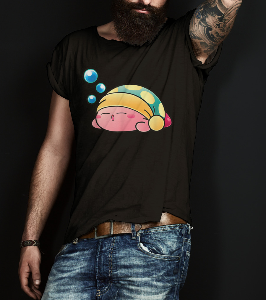 Sleeping Kirby Nightcap Bubbles T-Shirt