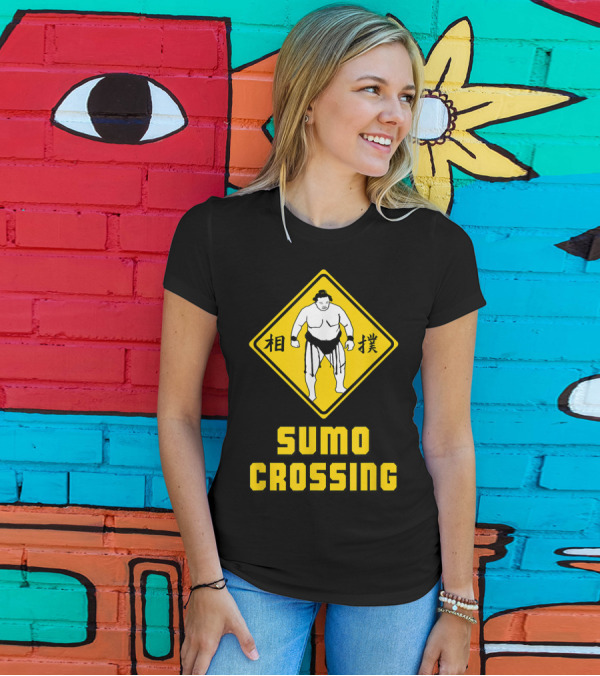 Sumo Crossing Sign Sumo Wrestling Iconic Warning Japan T-Shirt