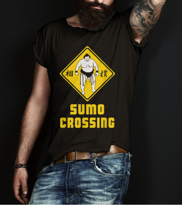 Sumo Crossing Sign Sumo Wrestling Iconic Warning Japan T-Shirt