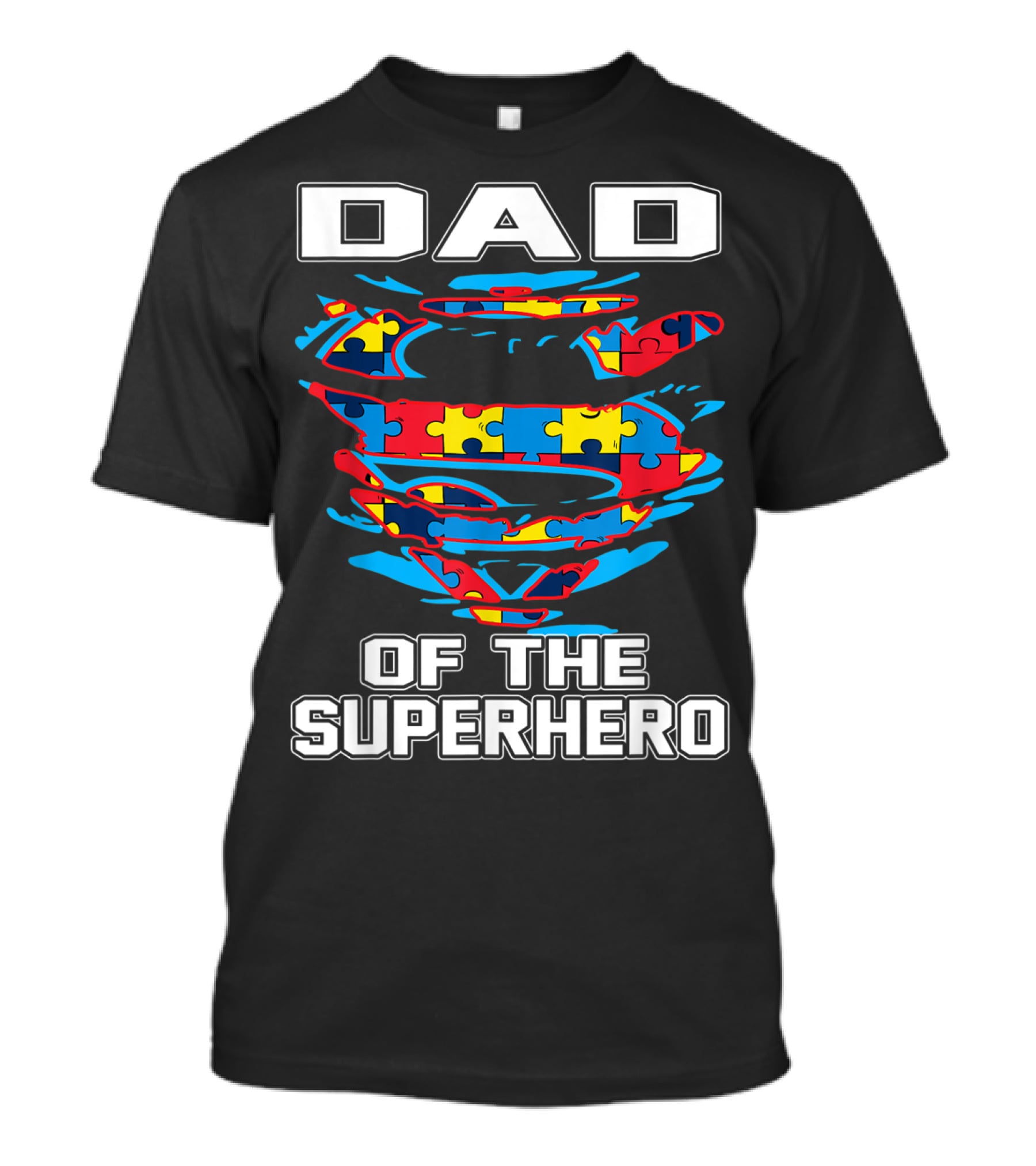 Dad Of The Superhero Autism Awareness Puzzle T-Shirt