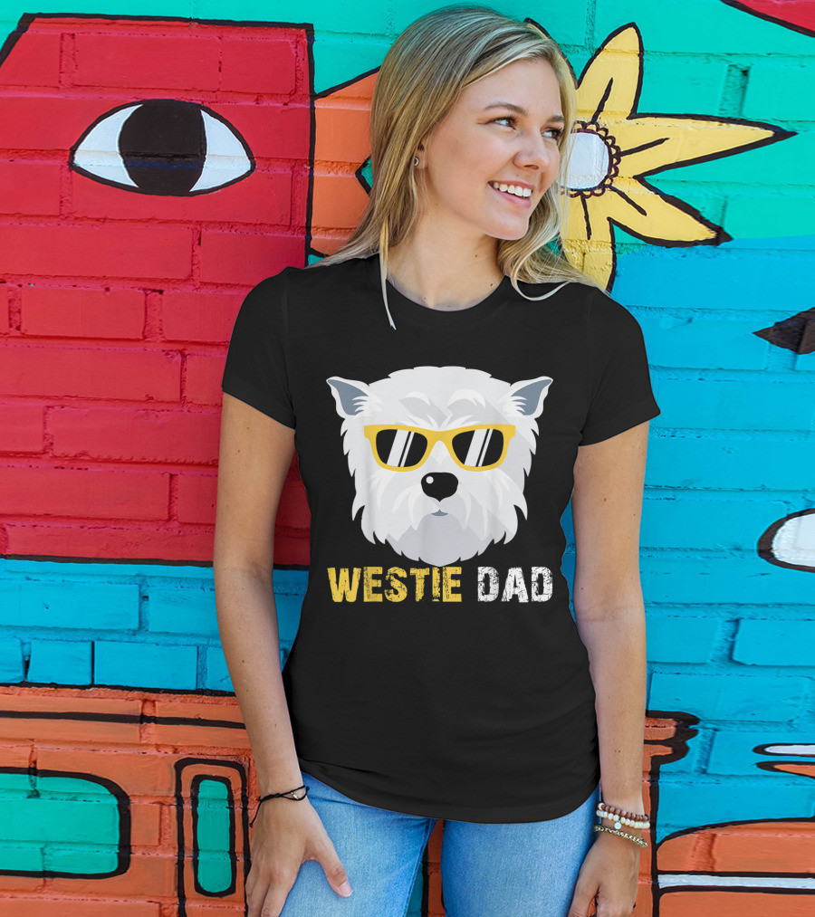 Westie Dad Dog Lovers Cool Sunglasses T-Shirt